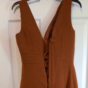 Elegant Brown Lace-Up Dress